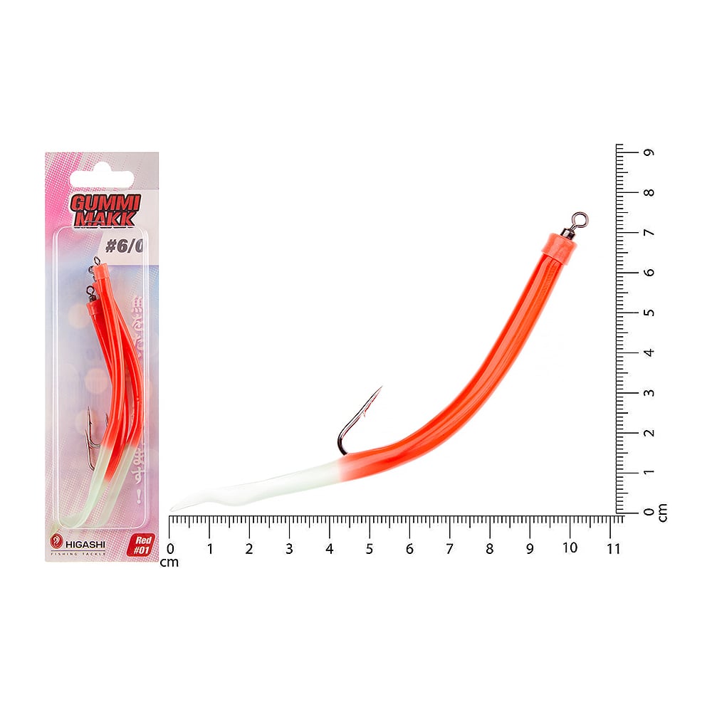 Изображение товара Крючки для рыбалки HIGASHI Gummi Makk #6/0 3 шт в наборе красные