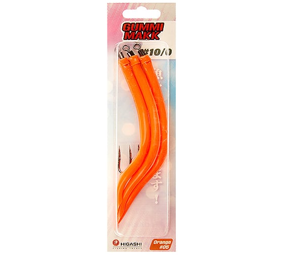 Изображение товара Крючок оснащенный кембриком HIGASHI Gummi Makk #10/0 (set-3pcs), #05 Orange 00633_2222