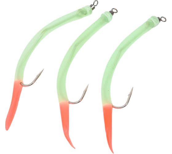 Изображение товара Крючок оснащенный кембриком HIGASHI Gummi Makk #4/0 (set-3pcs), #02 Red Head 05265_4224