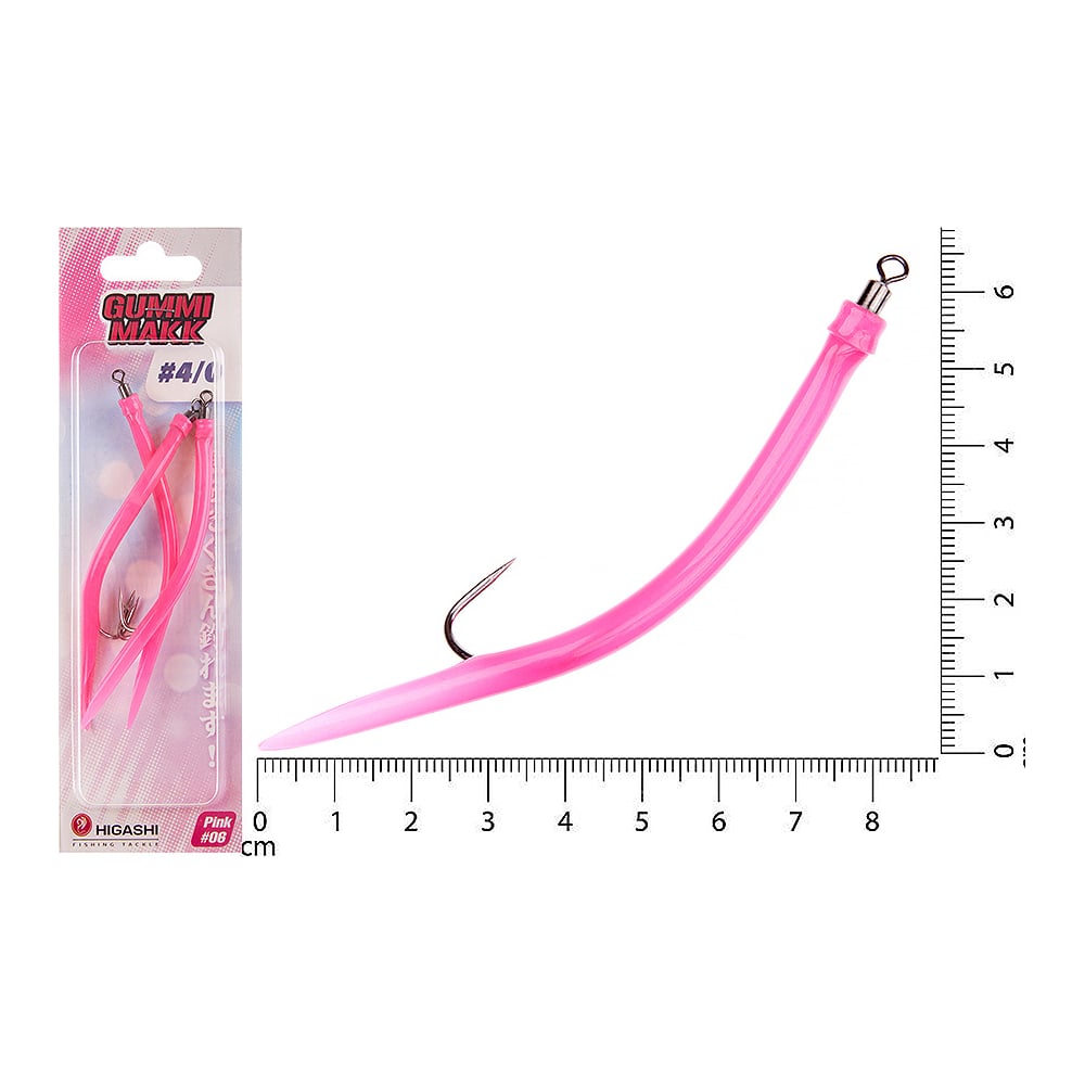 Изображение товара Крючки с кембриком HIGASHI Gummi Makk #4/0, set-3 шт, Pink