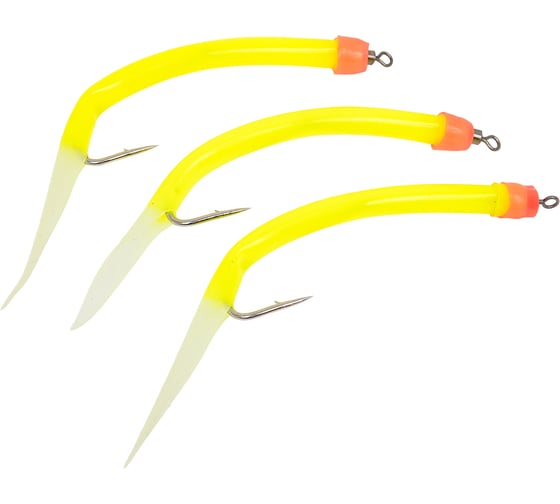 Изображение товара Крючок оснащенный кембриком HIGASHI Gummi Makk #6/0 (set-3pcs), #03 Yellow 05264_4219