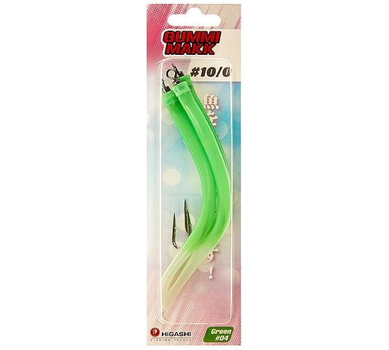Изображение товара Крючок оснащенный кембриком HIGASHI Gummi Makk #10/0 (set-3pcs), #04 Green 00633_1800