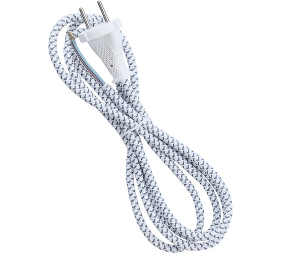 Изображение товара Сетевой шнур Smartbuy в тканевой оплетке без заземления 1,8 метра, 6А/1,2кВт, белый SBE-06-P10-w