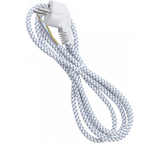 Изображение товара Сетевой шнур Smartbuy в тканевой оплетке с заземлением 1,8 метра, 10А/2,2кВт, белый SBE-10-P08-w