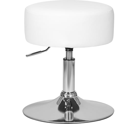 Изображение товара Пуф DOBRIN DANNY цвет сиденья белый, цвет основания хром LM-2050_CH-M_EL-white