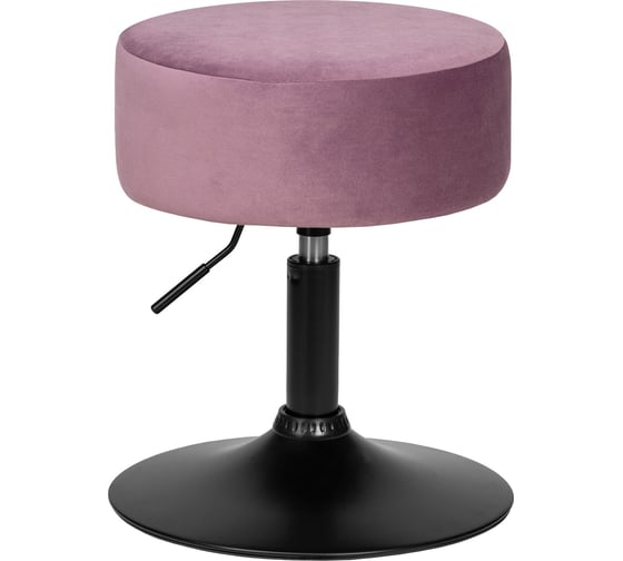 Изображение товара Пуф DOBRIN DANNY BLACK цвет сиденья пудрово-сиреневый велюр MJ9-52, цвет основания черный  LM-2050_B-M_V-MJ9-52