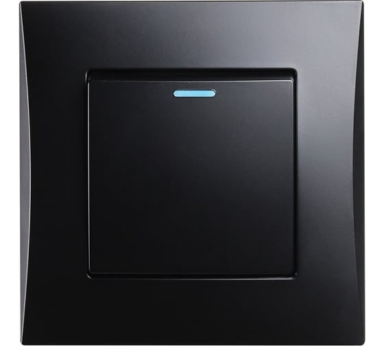 Изображение товара Выключатель 1-клавишный Smartbuy с индикатором 10А черный "Вега" SBE-08b-10-SW1-1