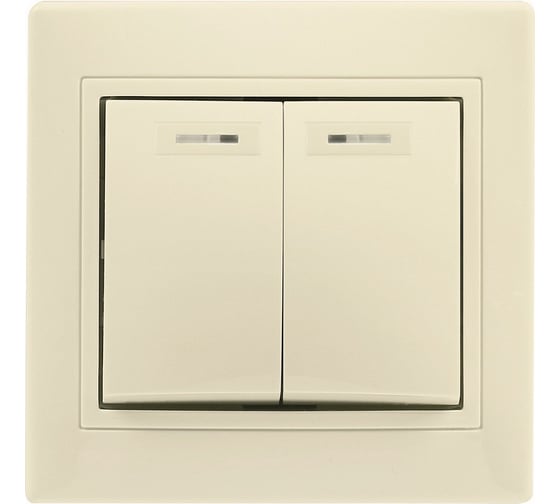 Изображение товара Выключатель 2-клавишный Smartbuy с индикатором 10А бежевый, керамика "Венера" SBE-01i-10-SW2-1-c