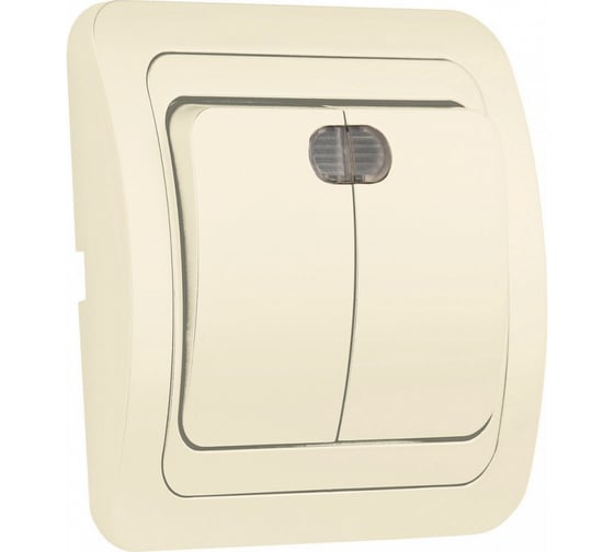 Изображение товара Выключатель 2-клавишный Smartbuy с индикатором 10А бежевый, керамика "Марс" SBE-02i-10-SW2-1-c