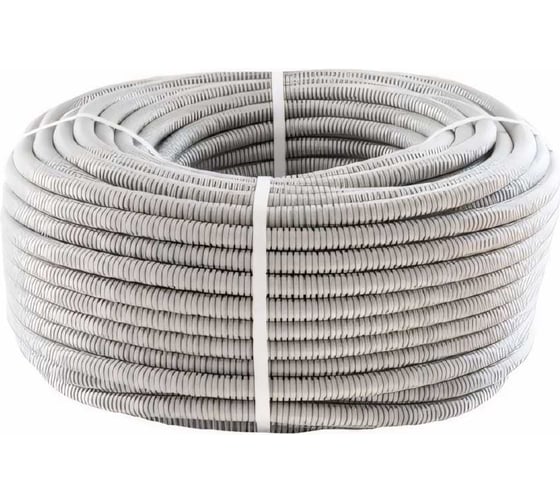 Изображение товара Гофрированная труба Экопласт ПНД, легкая, с зондом, диаметр 25 мм, цвет серый 20125HF-GR