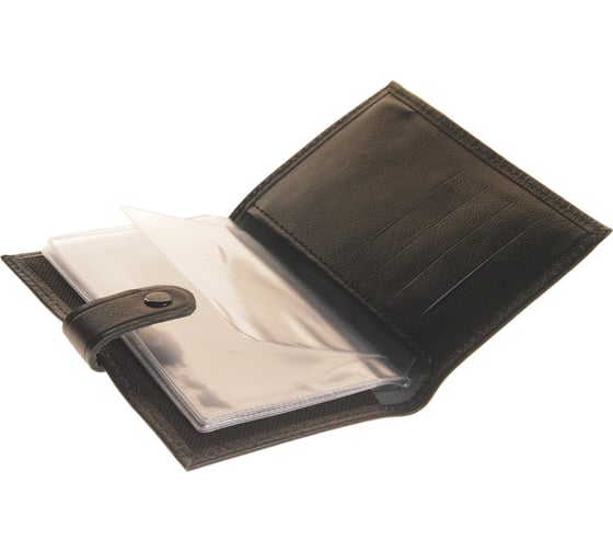 Изображение товара Бумажник водителя BLACK натуральная кожа в коробке с клапаном на кнопке Автостоп БВЛК5Л 912322