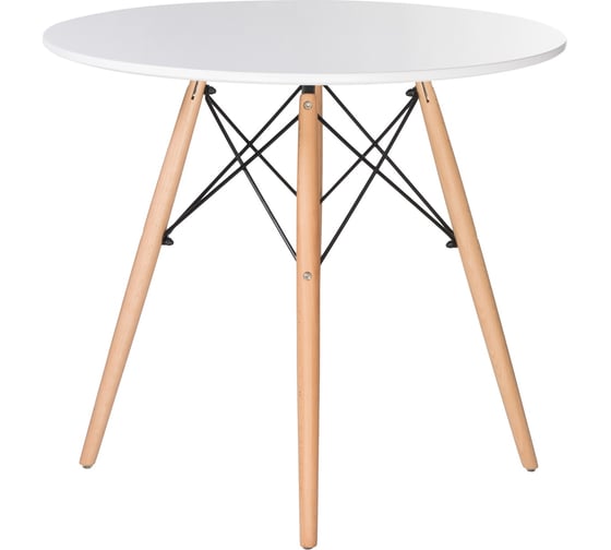 Изображение товара Обеденный стол DOBRIN CHELSEA`80 цвет столешницы белый, цвет основания светлый бук LMZL-TD-108_LB-MTR_MDF-white