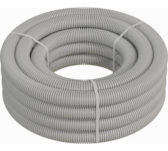 Изображение товара Гофрированная труба Экопласт ПП-FR, легкая, с зондом, т/г, диаметр 50мм, серый 60150HFR