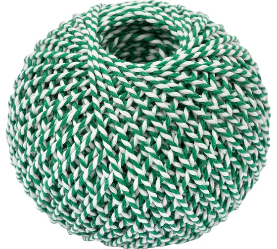 Изображение товара Шпагат хлопчатобумажный Gamma ШХ4 100% хлопок 2 мм 100 м 109 я бело-зеленый 641936