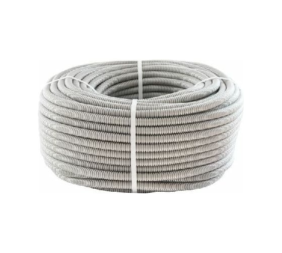 Изображение товара Гофрированная труба Экопласт ПП HF-GR, легкая, с зондом, диаметр 20 мм, цвет серый 60120HF-GR