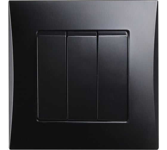 Изображение товара Выключатель 3-клавишный Smartbuy 10А черный "Вега" SBE-08b-10-SW3-0