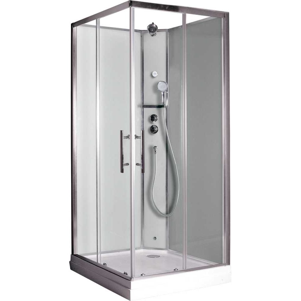 Изображение товара Душевая кабина TIMO Premium ILMA 9090222 квадратная угловая низкий поддон алюминий