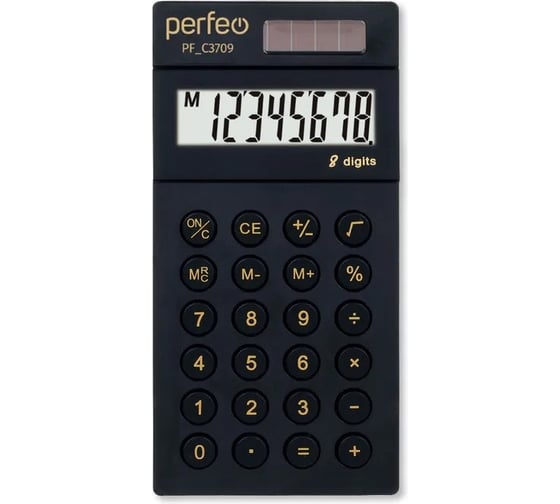 Изображение товара Калькулятор PERFEO PF_C3709, карманный, 8-разрядный, черный 30016132