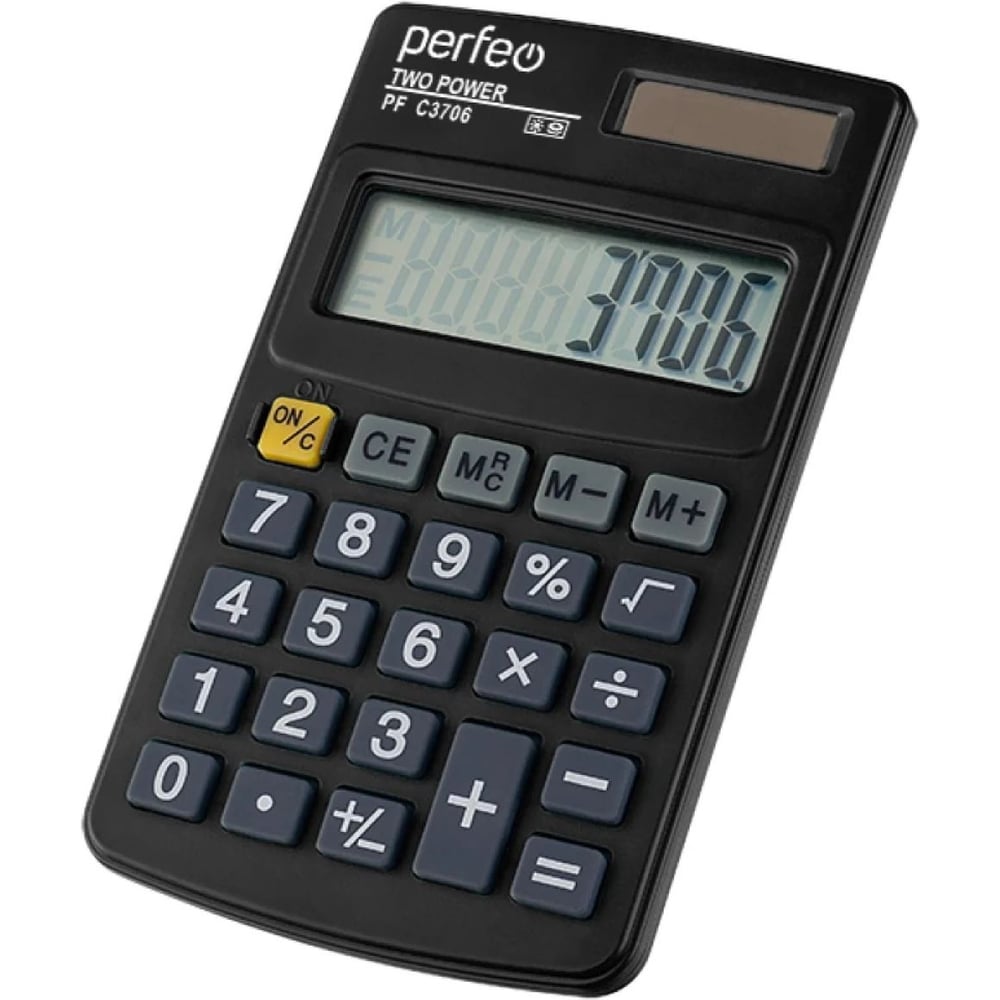 Изображение товара Калькулятор PERFEO PF_C3706, карманный, 8-разрядный, черный 30016131