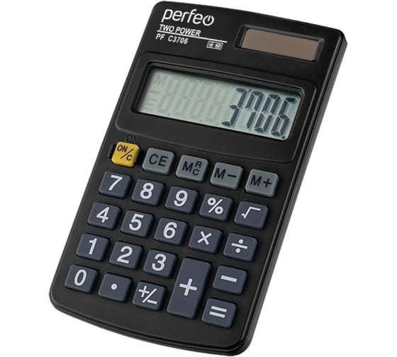 Изображение товара Калькулятор PERFEO PF_C3706, карманный, 8-разрядный, черный 30016131