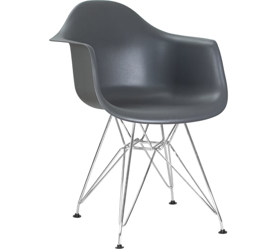 Изображение товара Стул обеденный DOBRIN DAW CHROME (цвет сиденья тёмно-серый (GR-04), цвет основания хромированная сталь) LMZL-PP620B_CH-M_P-GR-04