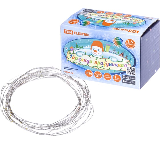 Изображение товара Светодиодная гирлянда TDM ELECTRIC Роса 105, конский хвост, 7x15LED, 1,5 м, многоцветная, 250В SQ0361-0061