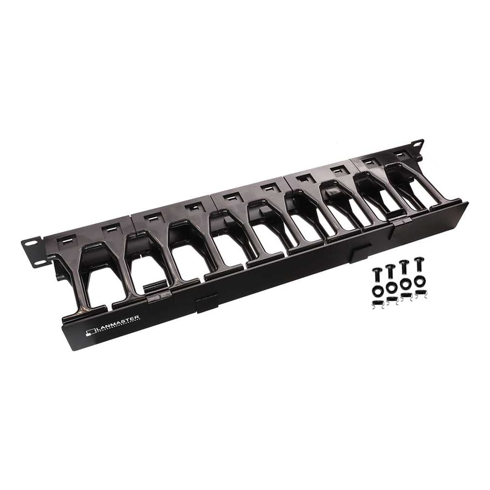 Изображение товара Кабельный организатор LANMASTER 19 1U с крышкой пластиковый стальной черный