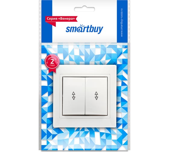 Изображение товара Выключатель проходной Smartbuy 2-клавишный 10А белый "Венера" SBE-01w-10-SW22-0