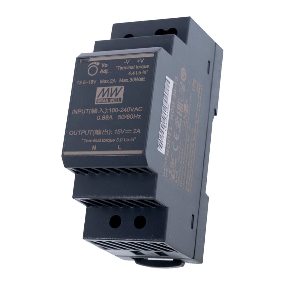 Изображение товара Источник питания Mean Well HDR-30-15 T02601697 30 Вт DIN-рейка промышленный