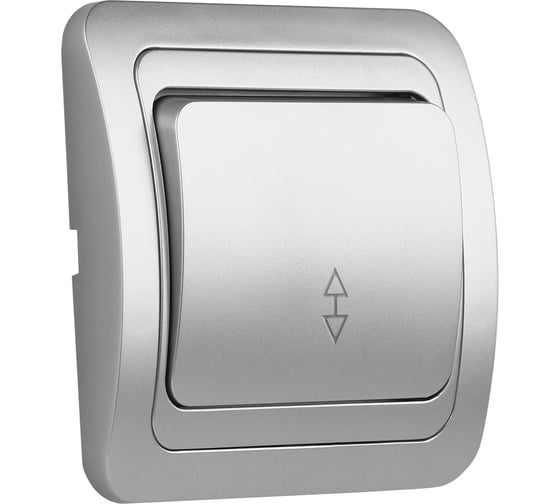 Изображение товара Выключатель проходной Smartbuy 1-клавишный 10А серебро, керамика "Марс" SBE-02s-10-SW12-0-c