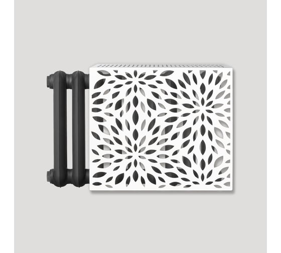 Изображение товара Экран на чугунный радиатор ООО СКП Листья 63 см (6/7 секц), белый ЭРЧ-012Б