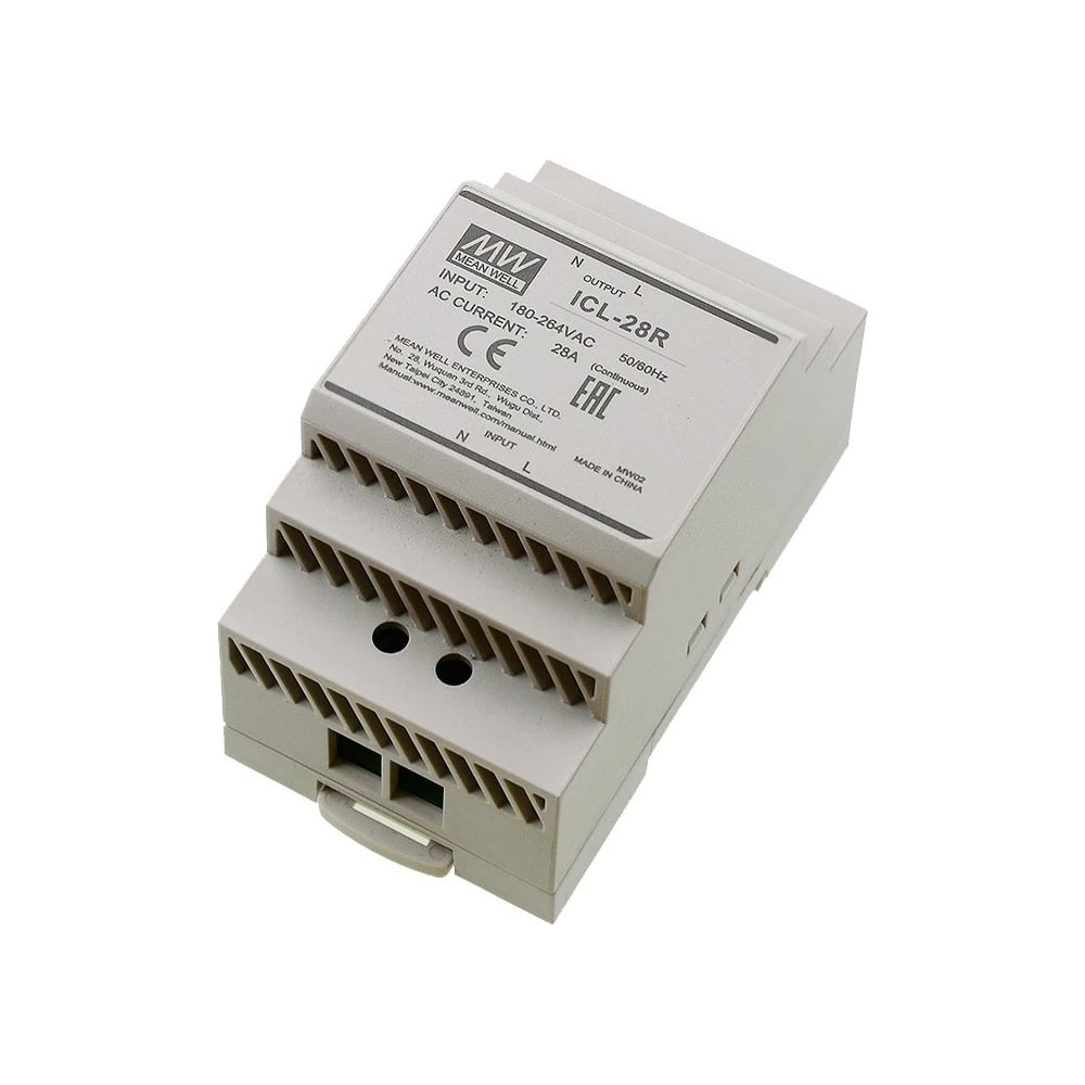 Изображение товара Mean Well ICL-28R ЭПРА диапазон вход 180-264 В защита от напряжения на DIN-рейку
