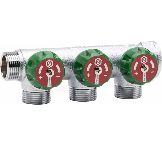 Изображение товара Регулирующий коллектор STOUT 3/4, 3 отвода 1/2 плоское уплотнение SMB-6849-341203 RG008UJEV9C1F4