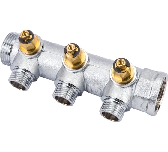 Изображение товара Регулирующий коллектор STOUT 1, 3 отвода 1/2 плоское уплотнение SMB-6849-011203 RG008UJF2UQFLT