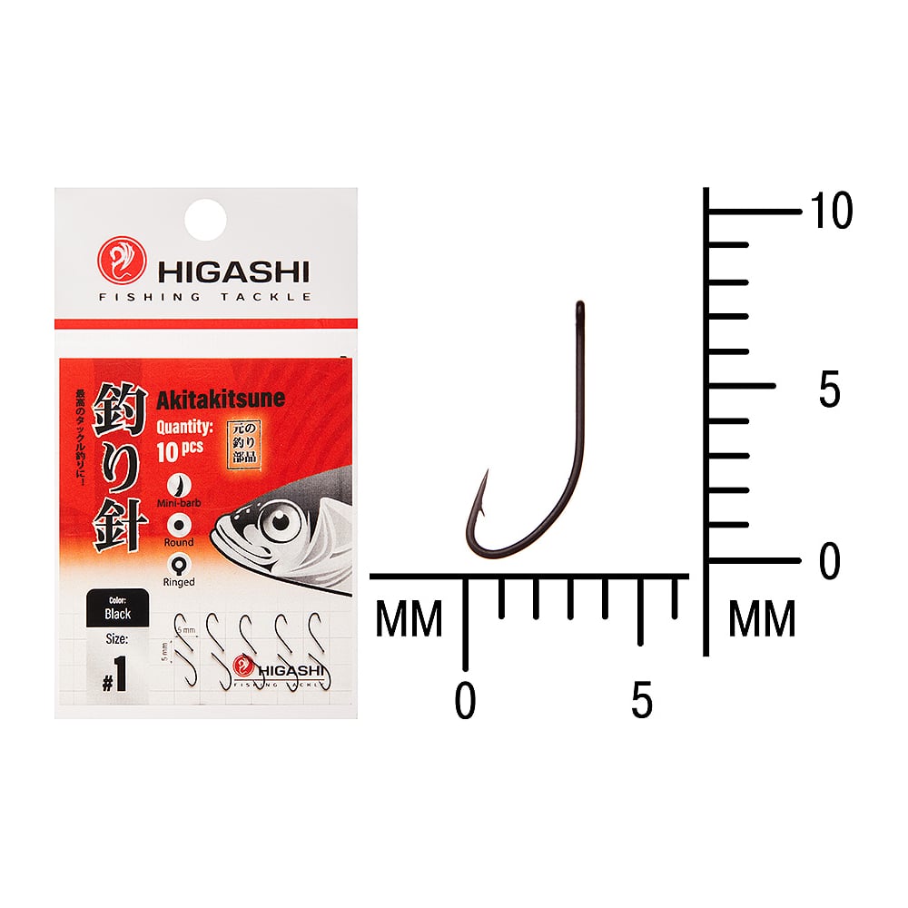 Изображение товара Крючок HIGASH Akitakitsune ringed #1 Black 04912