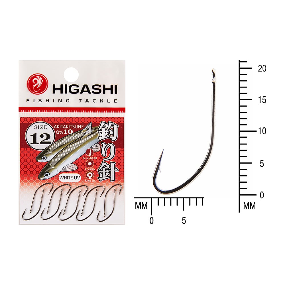 Изображение товара Крючок HIGASH Akitakitsune ringed #12 White UV 01344 металлический рыболовный