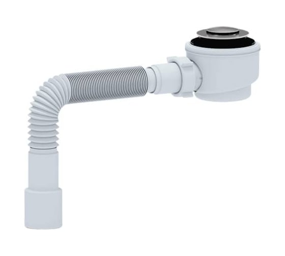 Изображение товара Сифон для поддона АНИ Пласт 74 мм, 1 1/2x50, гофра, 40х50, клик-клак E415CLS 025-0508