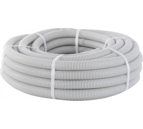 Изображение товара Гофрированная труба с протяжкой EKF ПВХ d16 мм (10 м) серая EKF-Plast tg-z-16-10m