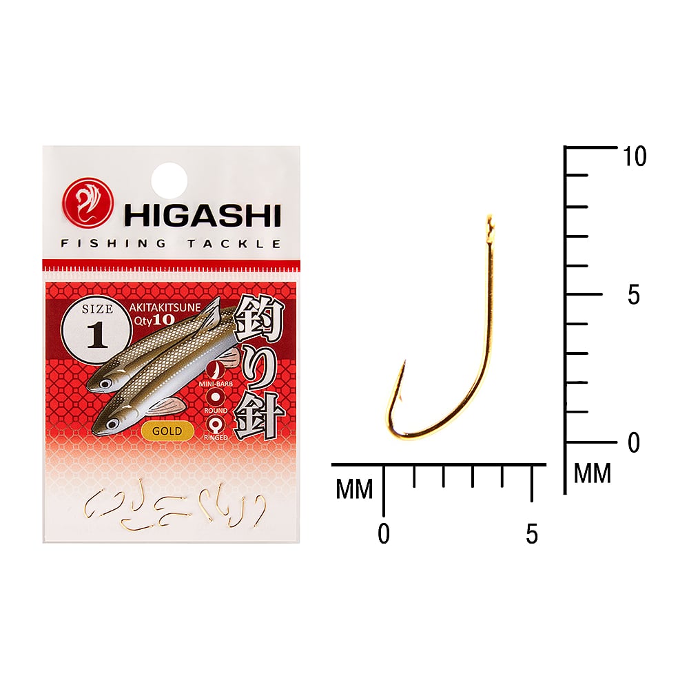 Изображение товара Крючок HIGASH Akitakitsune ringed #1 Gold 02811