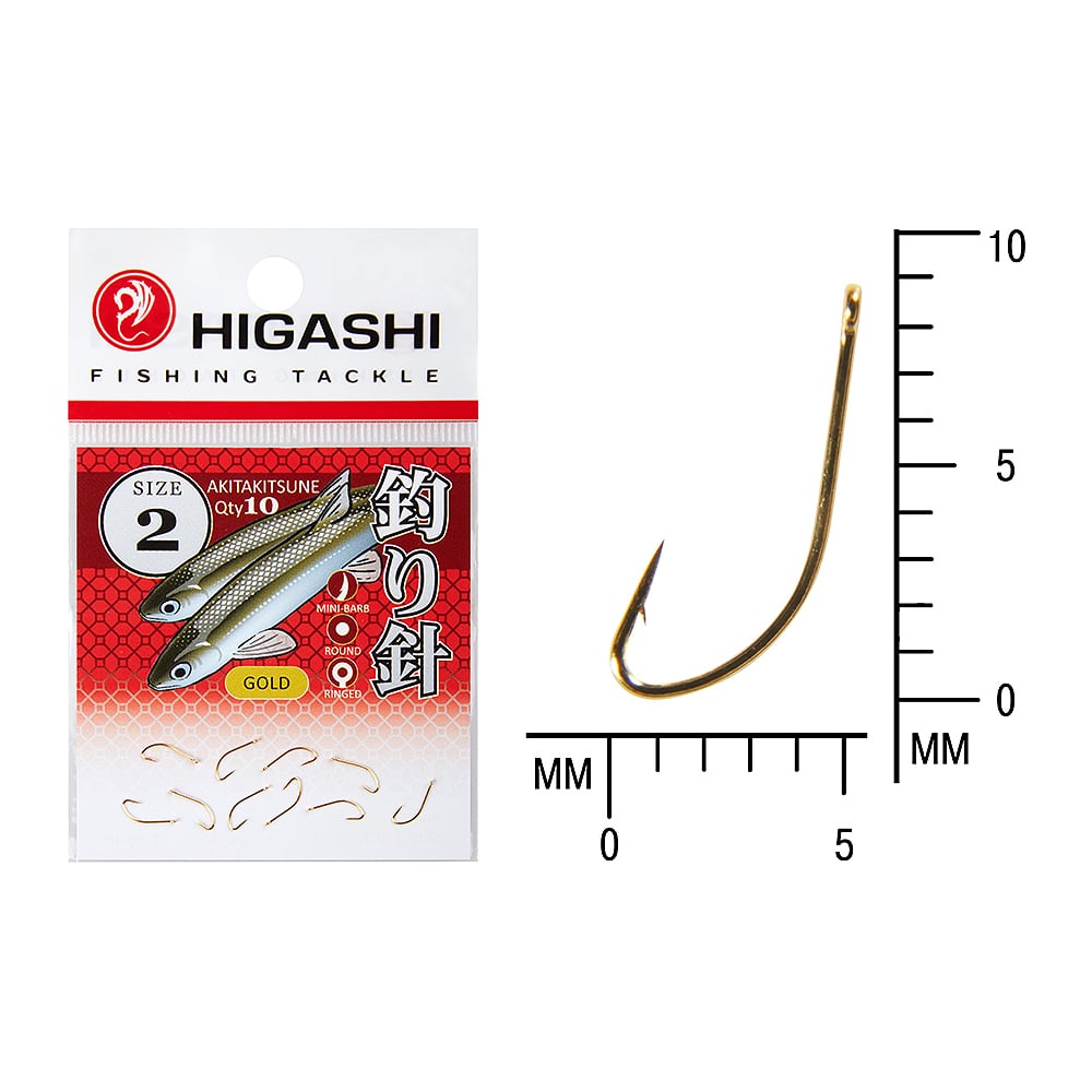Изображение товара Крючок рыболовный HIGASH Akitakitsune ringed #2 Gold 03666 10 шт