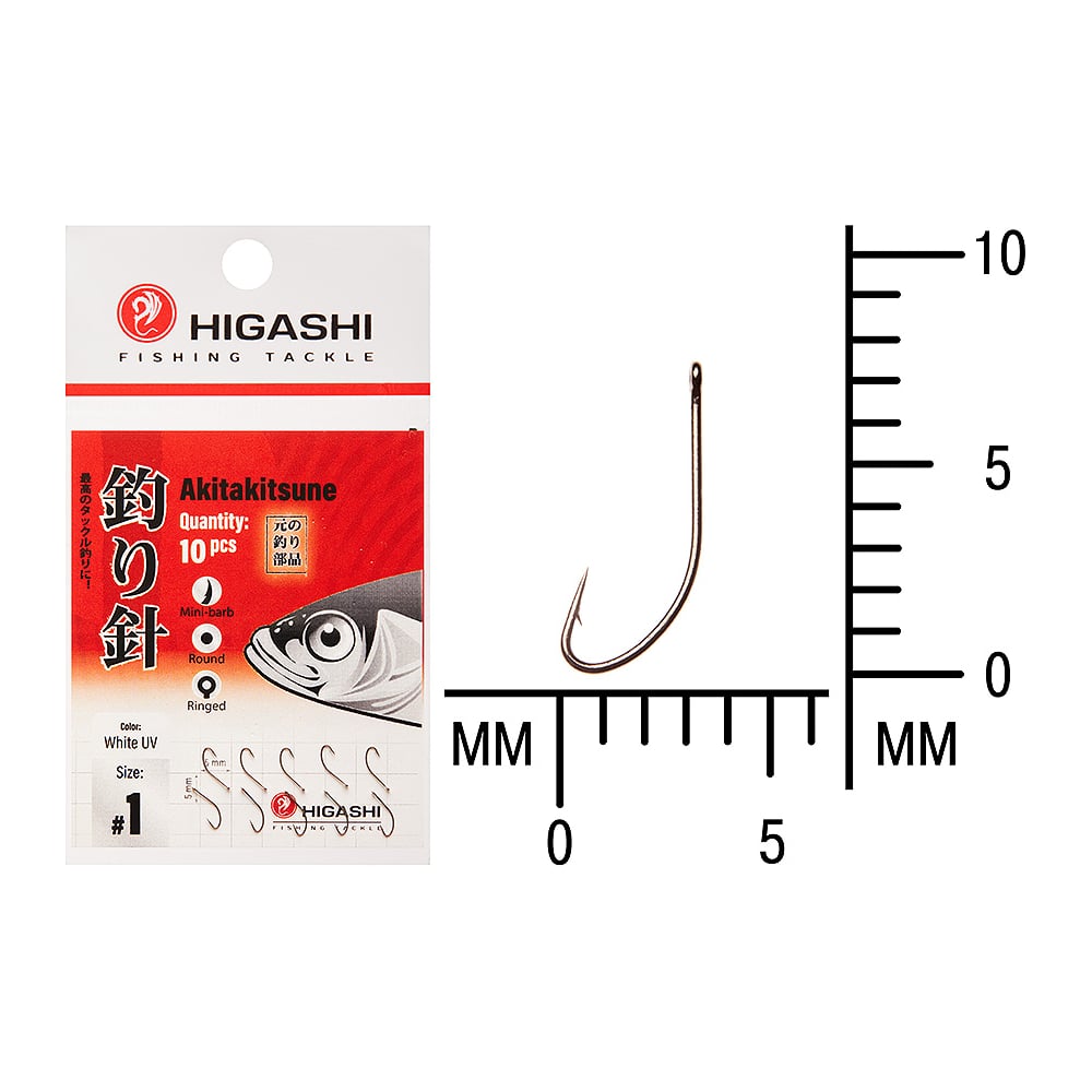 Изображение товара Крючок HIGASH Akitakitsune ringed #1 White UV 02810 10 штук
