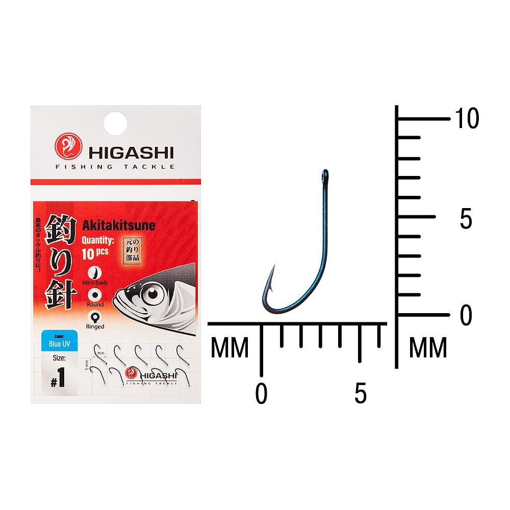 Изображение товара Рыболовный крючок HIGASH Akitakitsune ringed #1 Blue UV 04915 10 штук