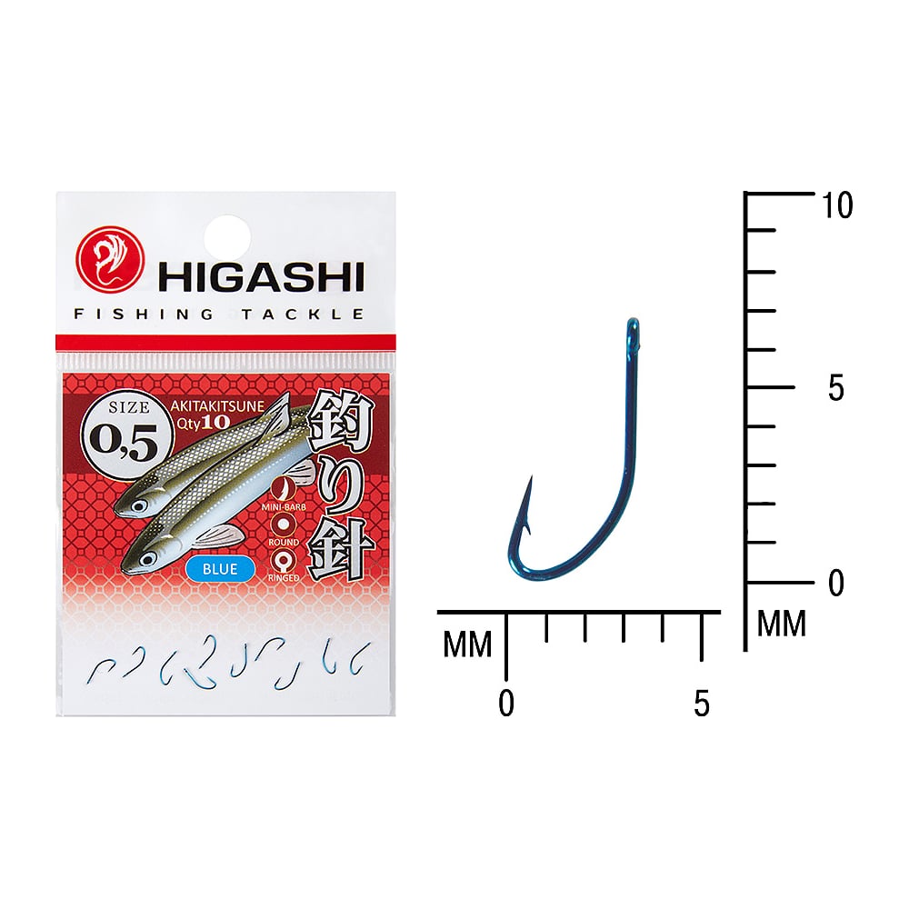 Изображение товара Крючок HIGASH Akitakitsune ringed #0,5 Blue для рыбалки 10 шт