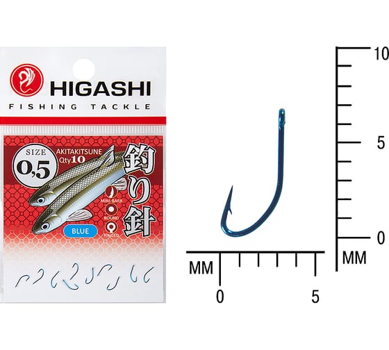 Изображение товара Крючок HIGASH Akitakitsune ringed #0,5 Blue 01337