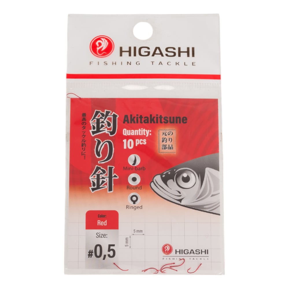 Изображение товара Крючок HIGASH Akitakitsune ringed #0,5 Red 01338