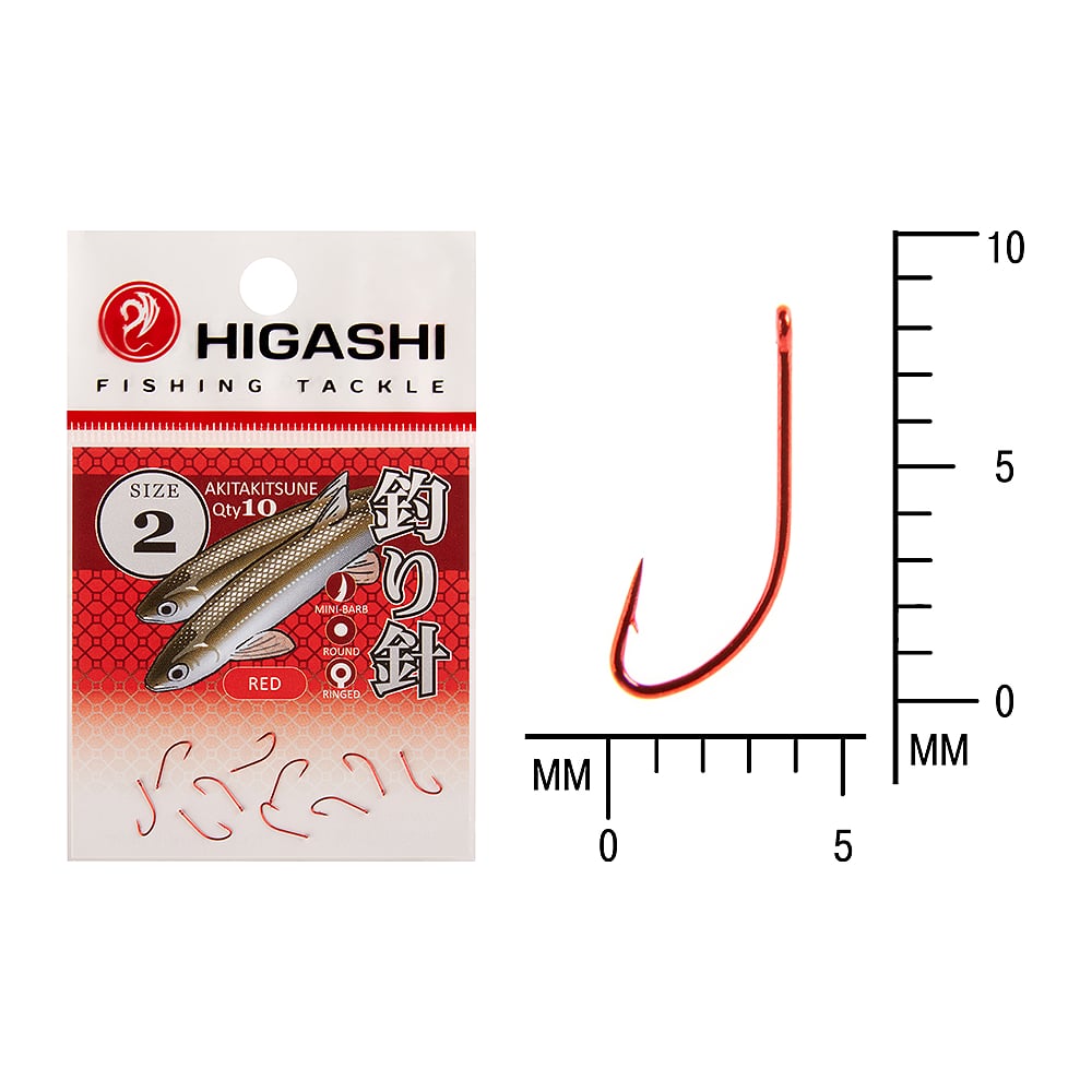 Изображение товара Крючок HIGASH Akitakitsune ringed #2 Red 03668 для рыбалки
