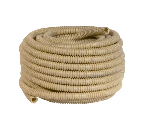 Изображение товара Гофрированная труба с зондом EKF PROxima Plast ПВХ, под светлое дерево, d20мм tg-z-20w