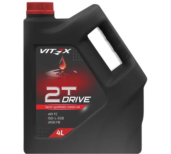 Изображение товара Полусинтетическое моторное мото масло для двухтактных двигателей Drive 2T API TC, ISO-L-EGB, JASO FB 4 л VITEX v311109