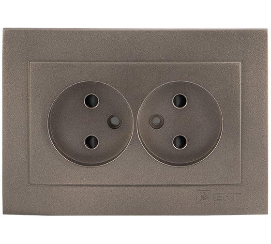 Изображение товара Лицевая панель 2-местной розетки EKF PROxima Валенсия, без заземления, 10А, графит, с защитными шторками ESR10-L-102-60