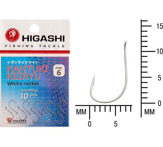 Изображение товара Крючок HIGASHI Kantuki Keiryu #6 White nickel 01358